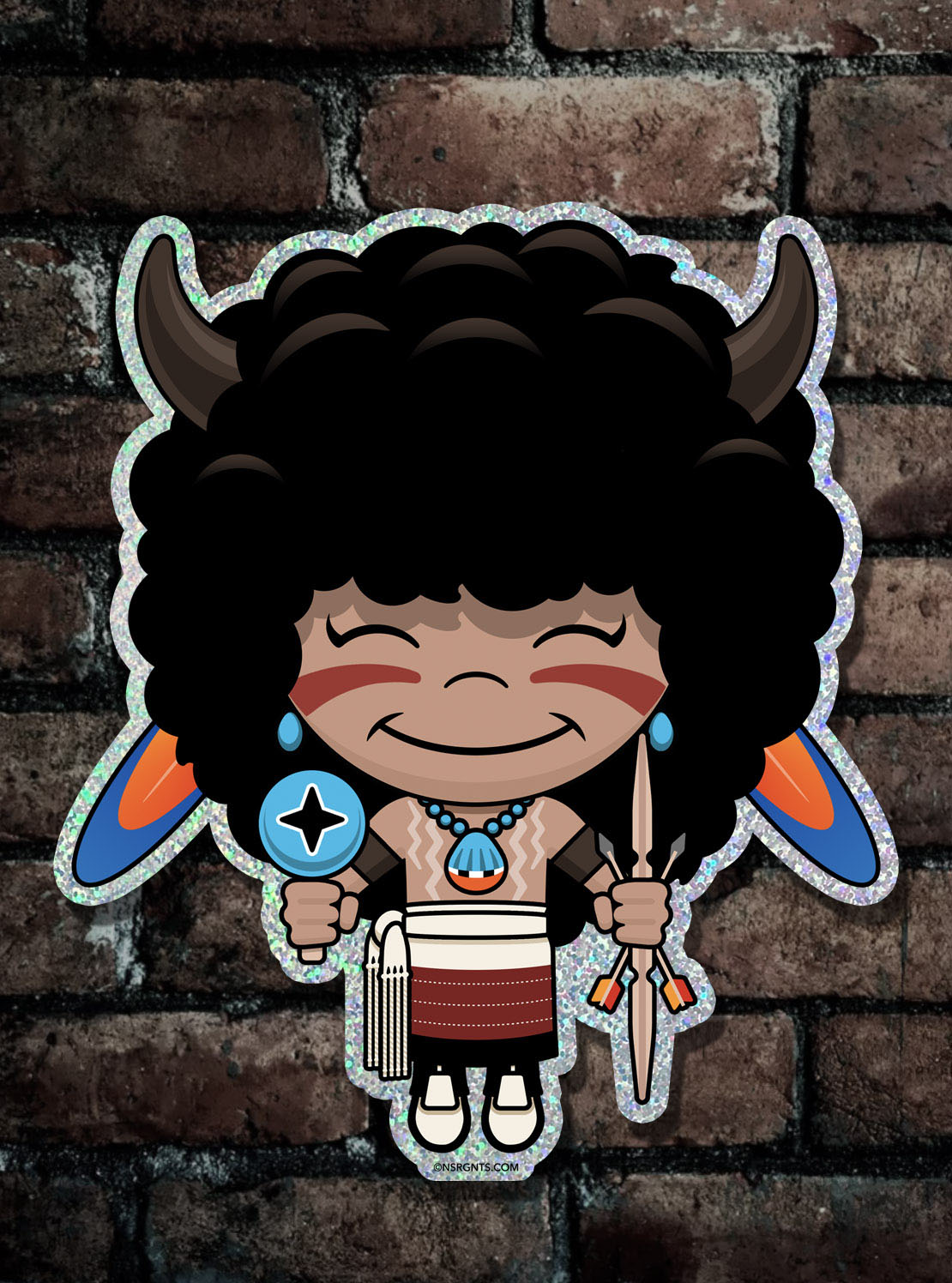 Kawaii Tsiguwaenu Glitter Sticker (Buffalo Dancer)
