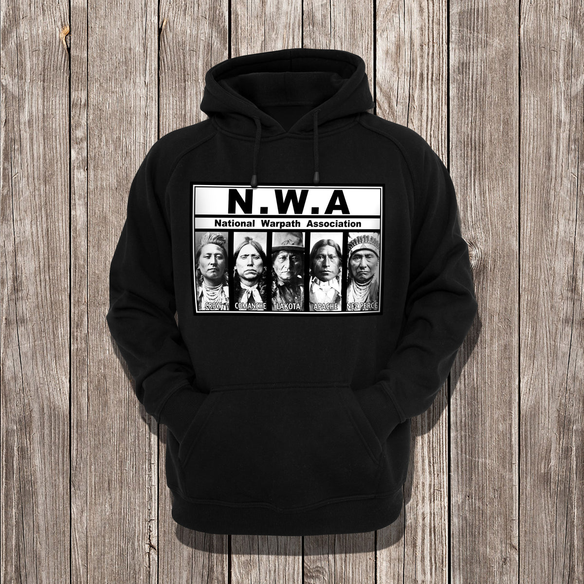 : ShirtBANC N.W.A. Hoodie National Warpath Association Native  American Sweatshirt : Sports & Outdoors