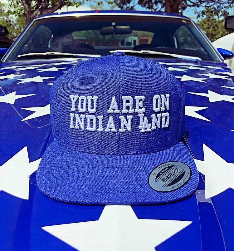 You Are On Indian LAnd Snapback Hat (Royal blue)