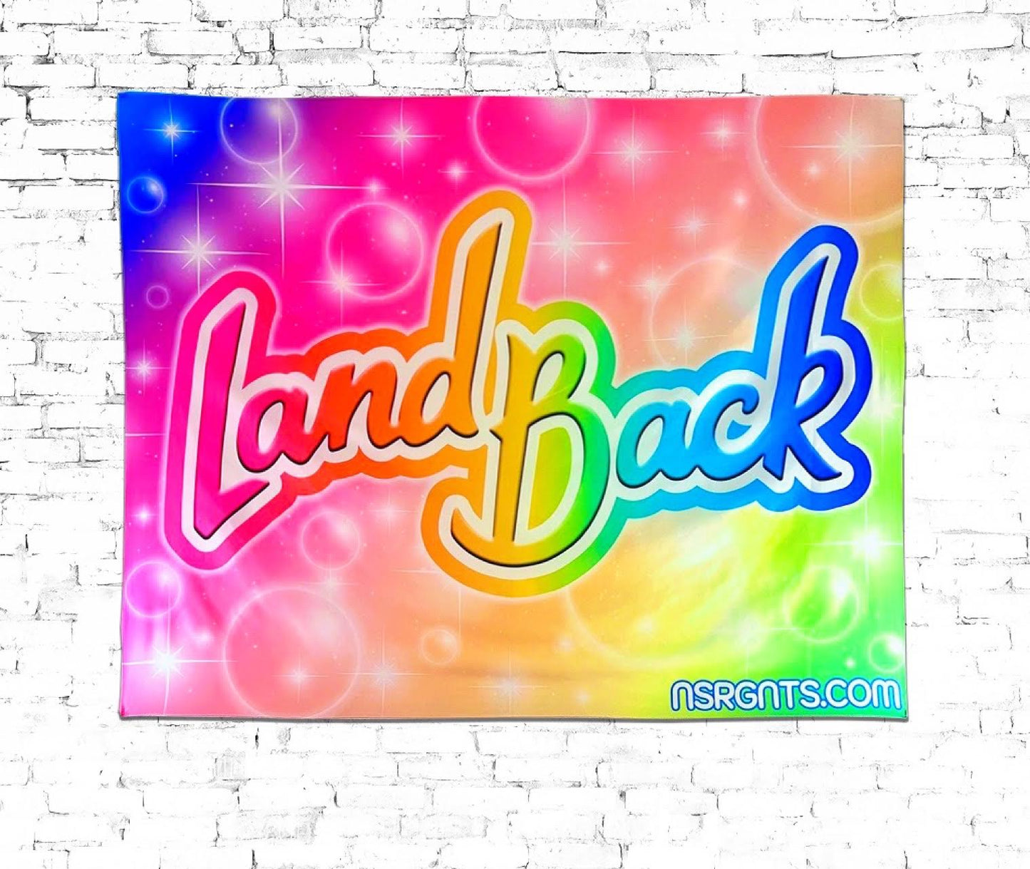 #LandBack Rainbow Script Tapestry