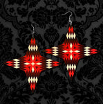 4 Pointed Star Red/Cream Earrings