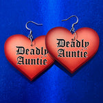 Deadly Auntie Red Heart Earrings