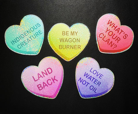 Nsrgnts Sweet-Heart Set 6 Glitter Stickers (Be my wagon burner)