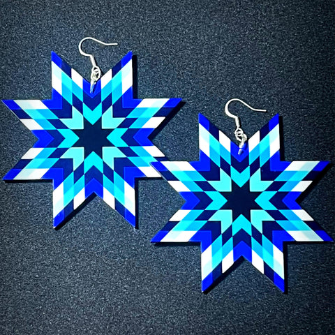 StarQuilt Earrings (Blue)