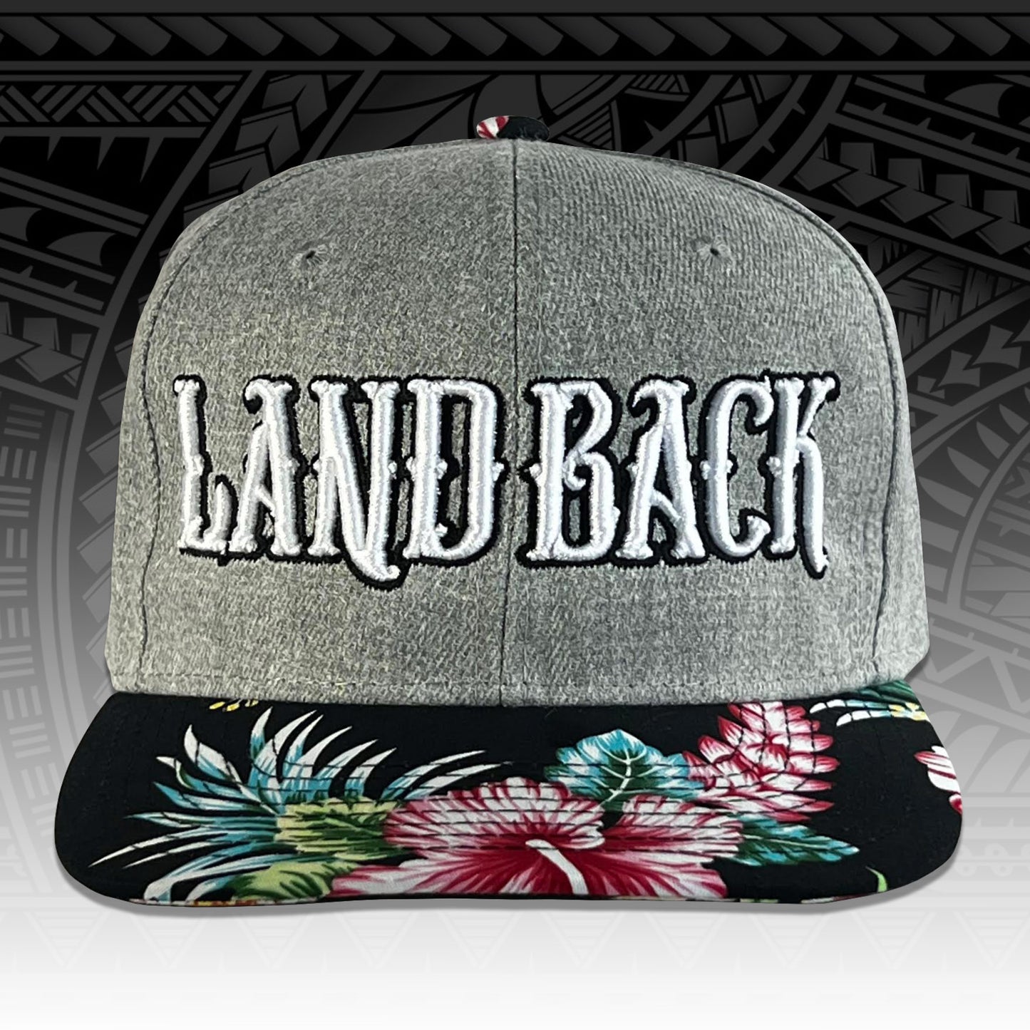 IsLandBack SnapBack (Grey & Floral Print)BLACK