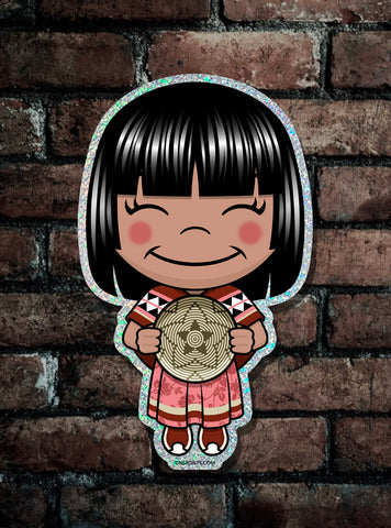 Kawaii Yavapai Girl Glitter Sticker