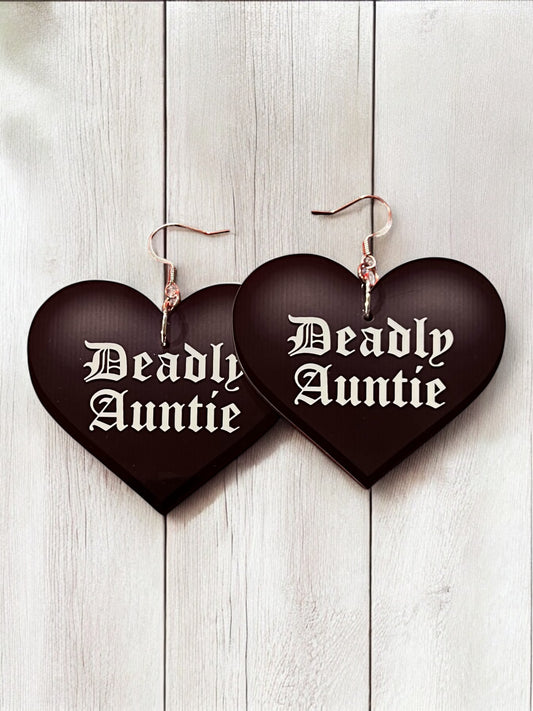 Deadly Auntie Heart Earrings (Black)