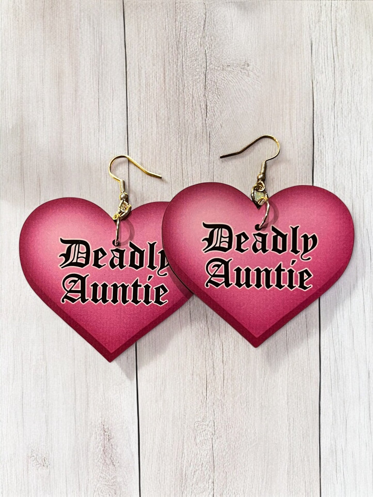 Deadly Auntie Heart Earrings (Pink)