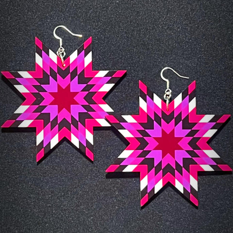 StarQuilt Earrings (Pink)
